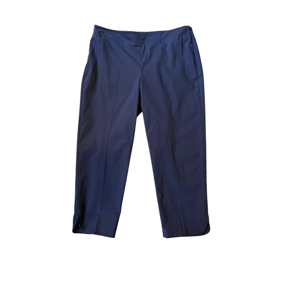 Talbots Heritage Petites Navy Blue Cropped Trousers Side Zip Pants 8P 8 Petite